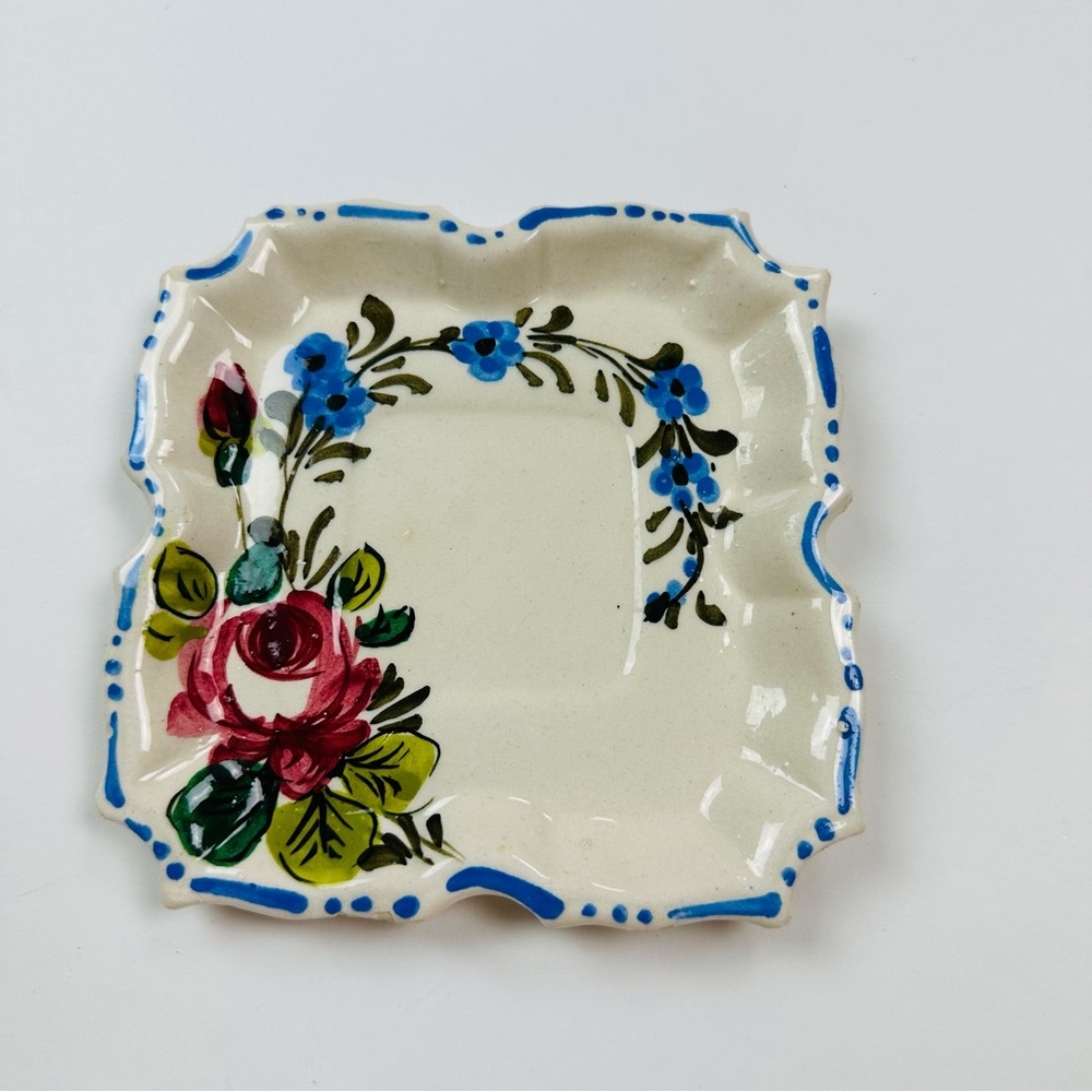 Made in Italy Square Floral Ceramic Dish 5 inches